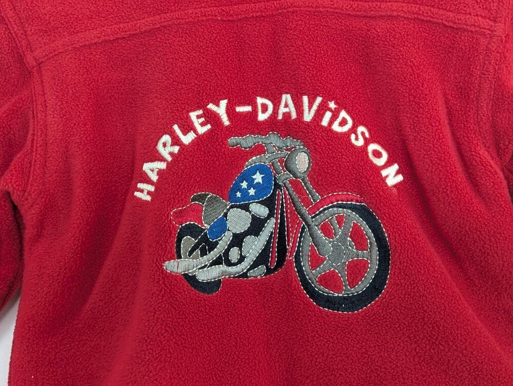 Harley Davidson Kid Girl 3T Red Fleece Jacket Motorcycle Embroidery Snaps